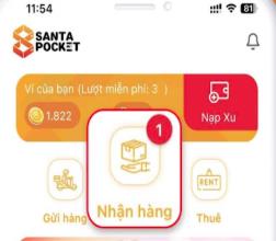 Bước 1: Mở app SantaPocket và Chọn “Nhận Hàng”