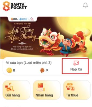 Bước 1: Tại giao diện trang chủ người mua nhấn chọn vào mục Nạp xu