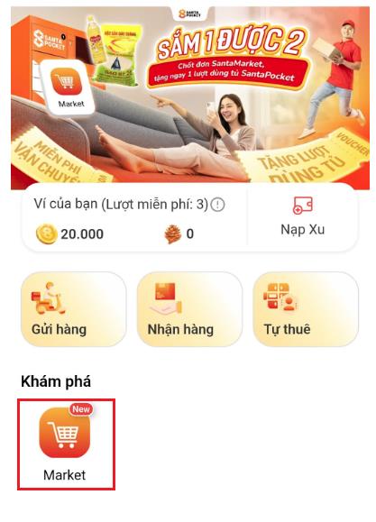 Bước 1: Tại giao diện trang chủ người mua nhấn chọn vào phần Market => chọn sản phẩm =>