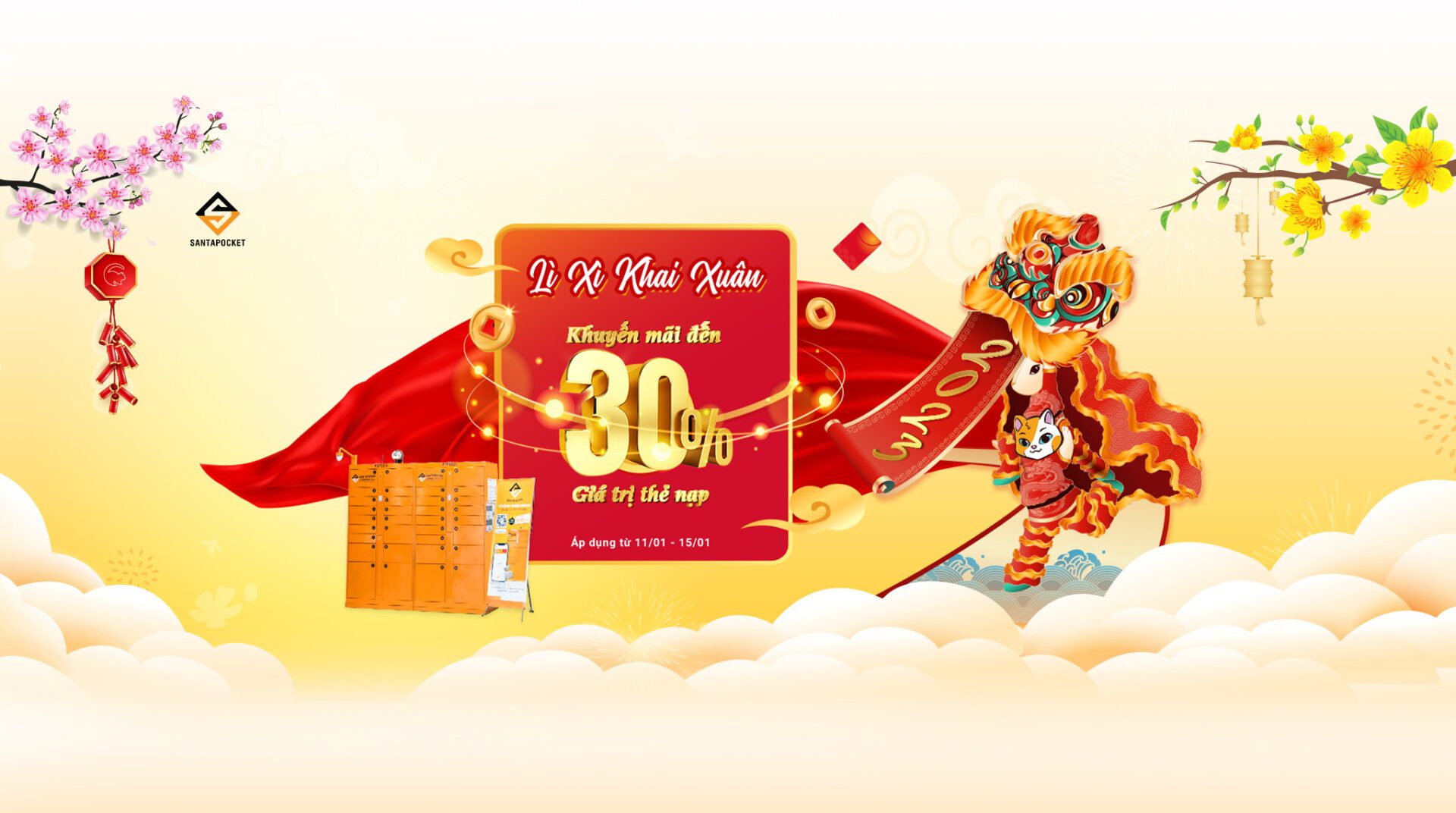 Lì xì khai xuân – Khuyến mãi đến 30% giá trị nạp tiền
