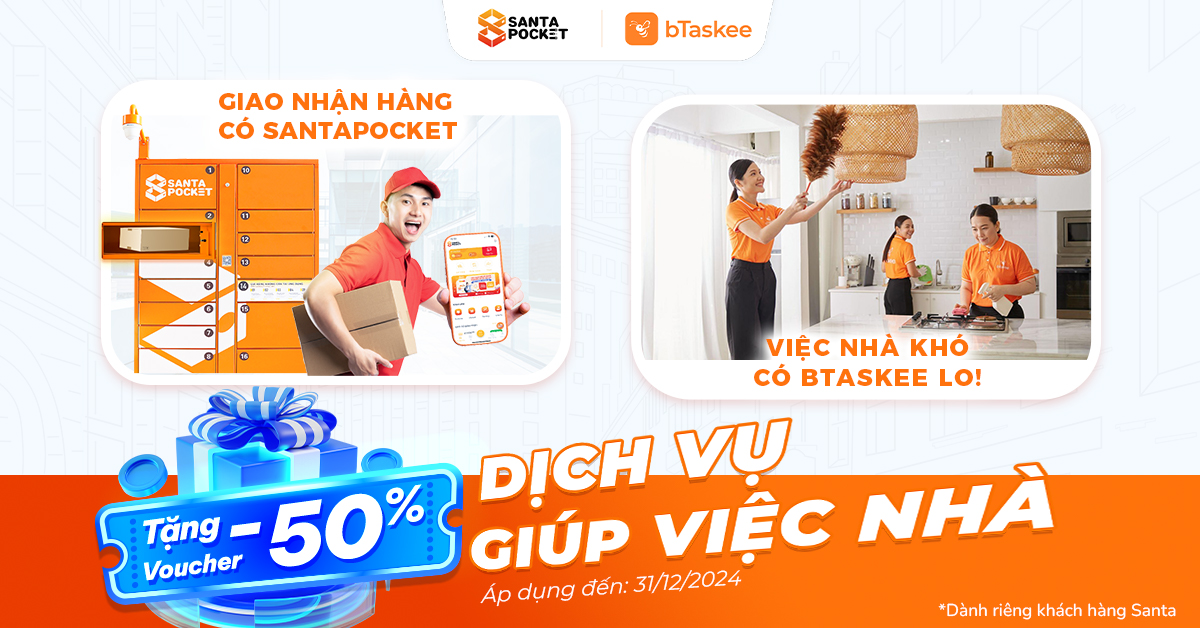 SantaPocket hợp tác cùng giải pháp giúp việc nhà bTaskee