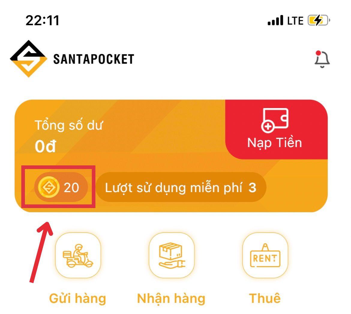 Santa Xu được tích lũy trực tiếp trên ứng dụng SantaPocket